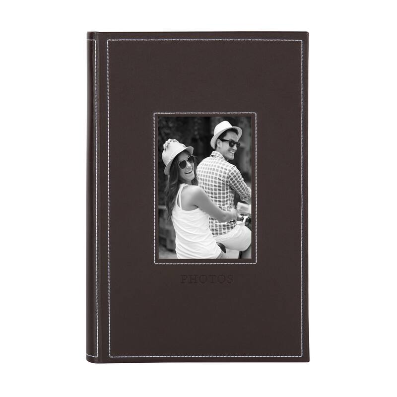 DesignOvation Debossed Black Faux Leather Photo Album (Pack of 4)