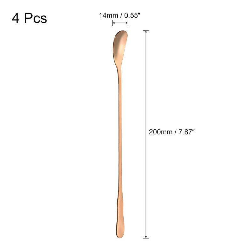 Stainless Steel Stirring Spoon, 4Pcs 7.87-Inch Long Handle Spoon