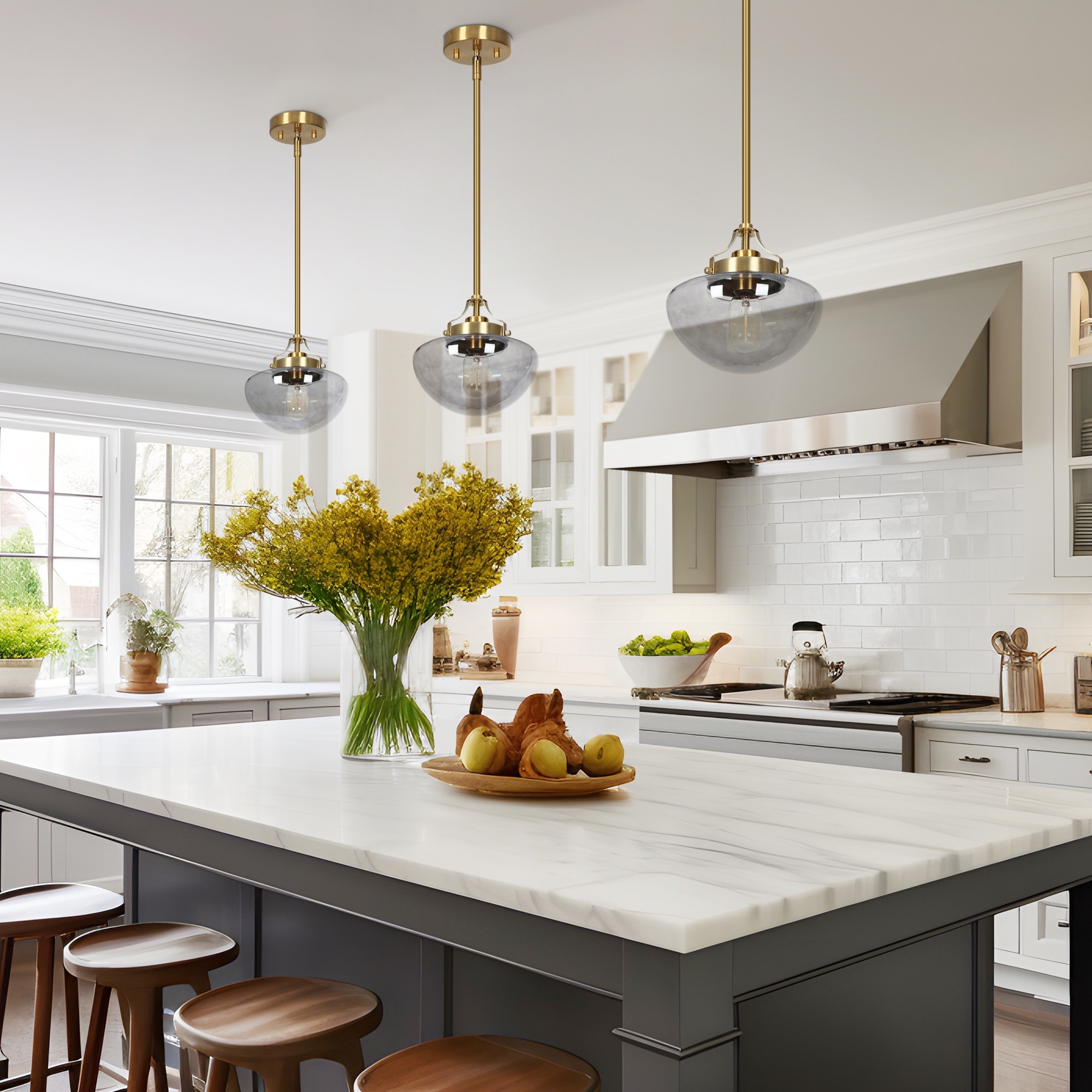 Grey and brass pendant light store