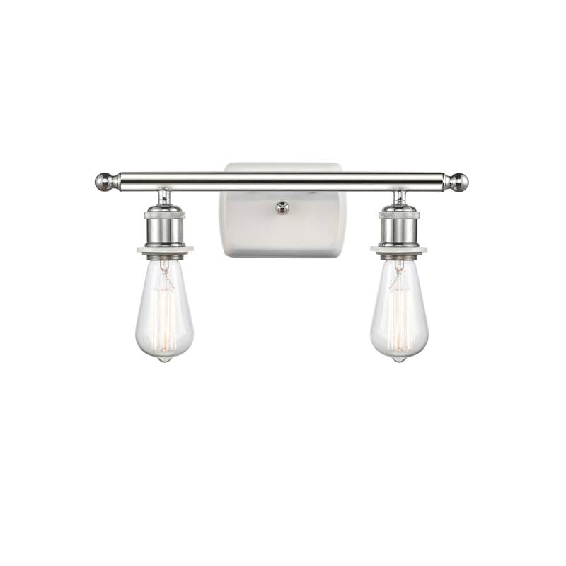 Innovations Lighting Bare Bulb 2 Light 16" Wide Bathroom Vanity Light - White and Polished Chrome
