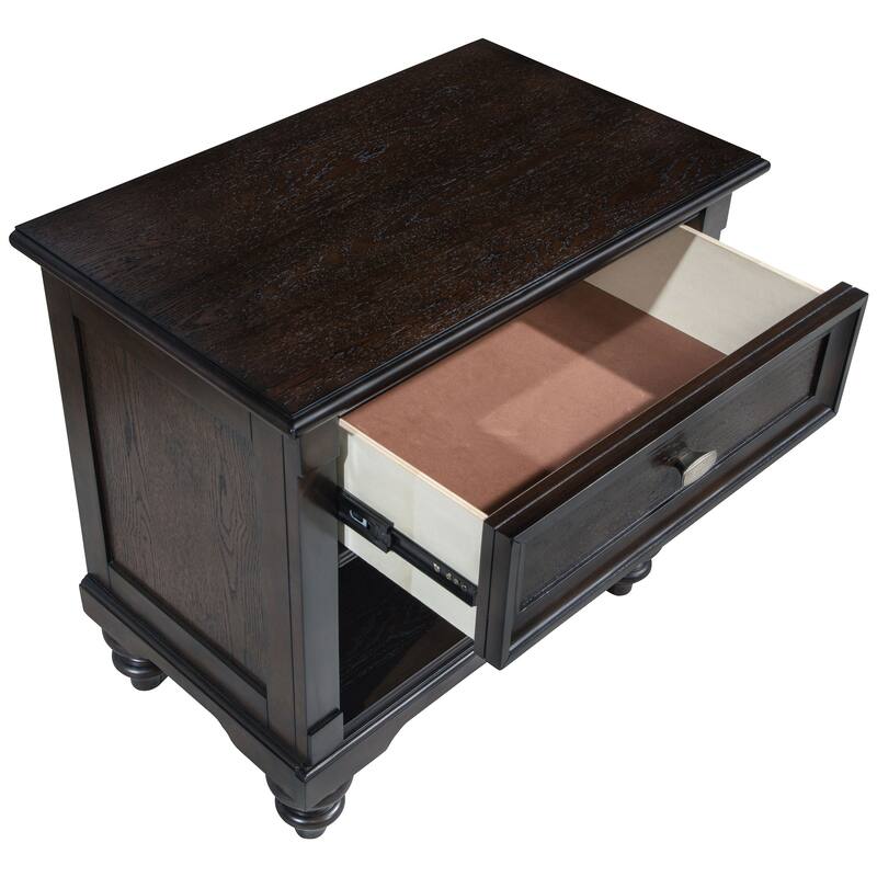 Andover 1-drawer Nightstand Bedside Table Dark Oak