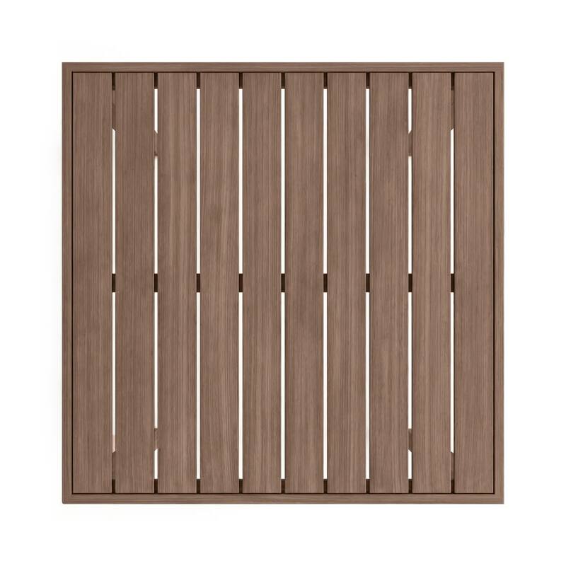 Martha Stewart All-Weather Bar Height Patio Set with 35.5" Square Slat Top Table and 2 Stools - 19.5"W x 22.5"D x 44.5"H