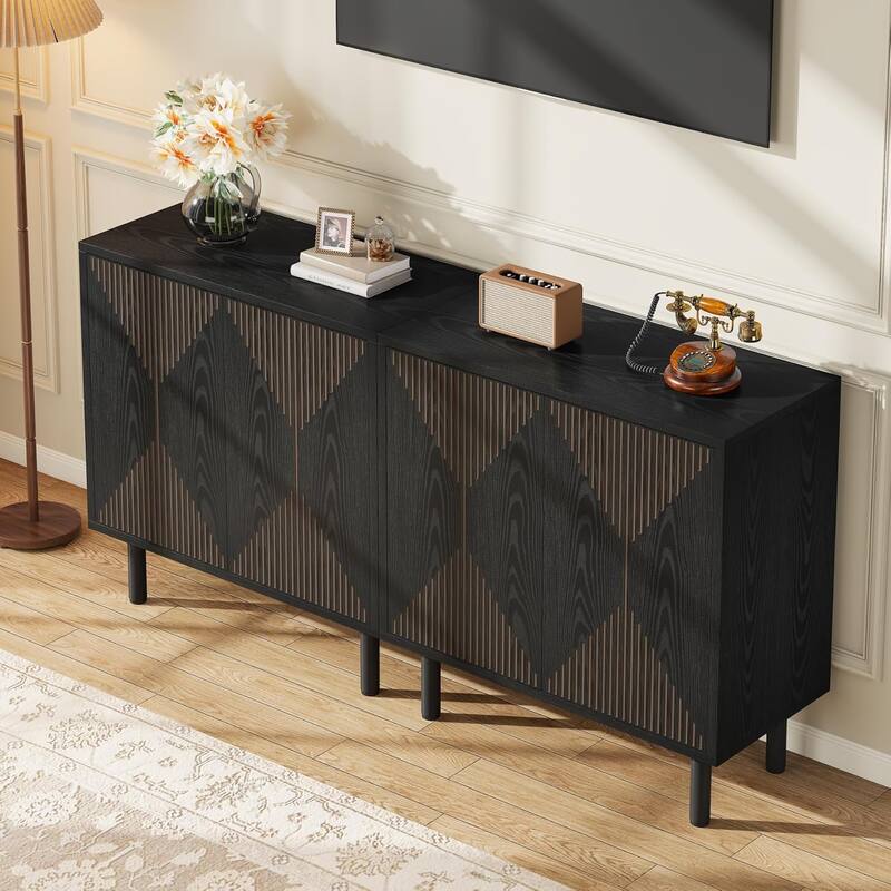 White Sideboard Buffet Set, Modern Sideboard Storage Cabinet with Door