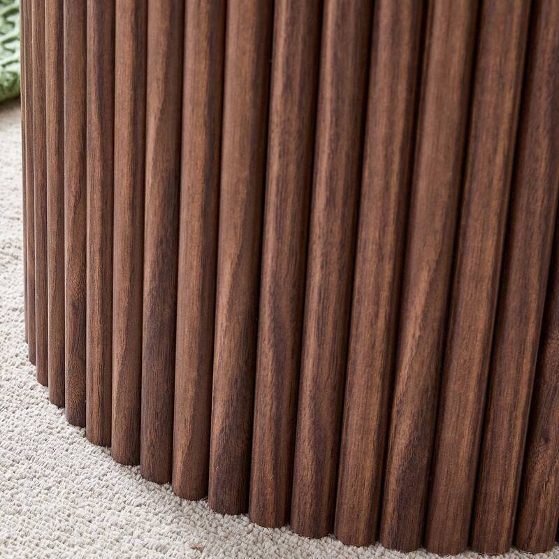 Modern Round Coffee Table with Cylindrical Legs Wooden Center Table with Concealed Storage Space Living Room Tea Table