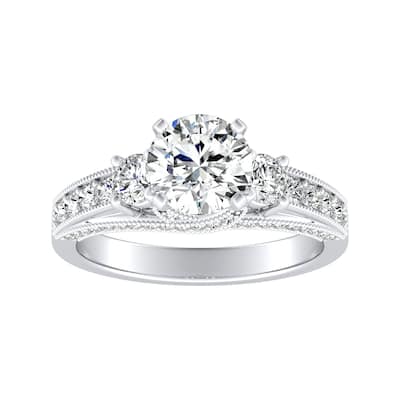 Auriya 14k Gold Vintage 3-Stone Round Diamond Engagement Ring 1 1/6ctw (G-H, VS1-VS2)