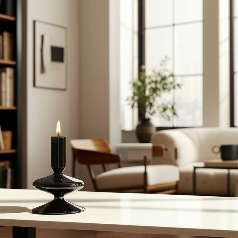 Modern Bubble Glass Candle Holder with Rounded Accent Base