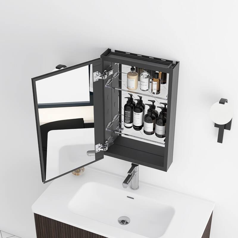 Rectangular Aluminum Medicine Cabinet with Mirror