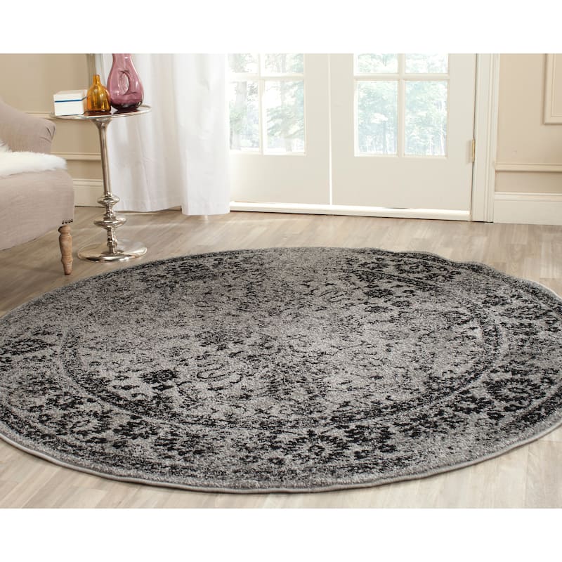 SAFAVIEH Adirondack Dakota Rustic Shabby Chic Distressed Rug - 10' x 10' Round - Grey/Black