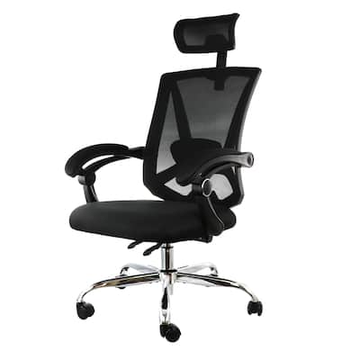 Elama Full Back Mesh Adjustable Office Chair with Headrest in Black