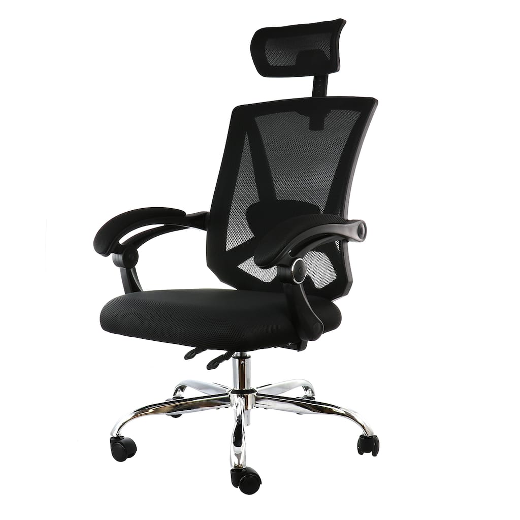 Elama Full Back Mesh Adjustable Office Chair with Headrest in Black
