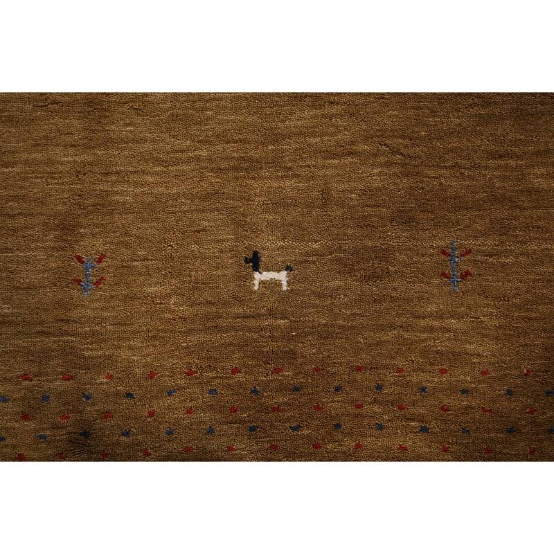 Little Animals Design Gabbeh Accent Rug Hand-Knotted Wool Carpet - 3'11"x 5'10"