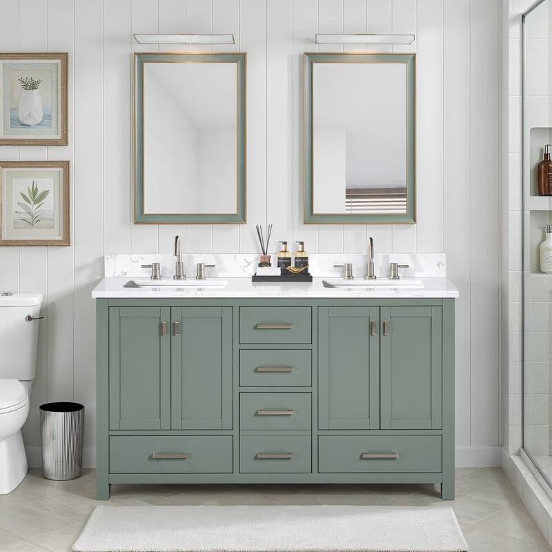 Avanity Modero 60 in. Double Sink Bathroom Vanity with Engineered Stone Top - 61"W x 22"D x 35"H