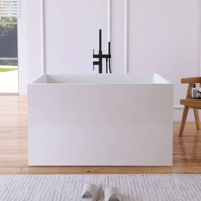 MEDUNJESS 43'' Acrylic Freestanding Bathtub Soaking Tubs - White