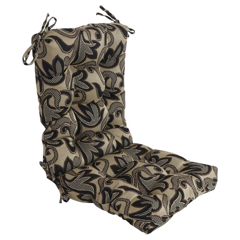 Tapestry Tufted Seat/Back Chair Cushion (Multiple Sizes) - 18 x 38 - Checkered Scroll - Single
