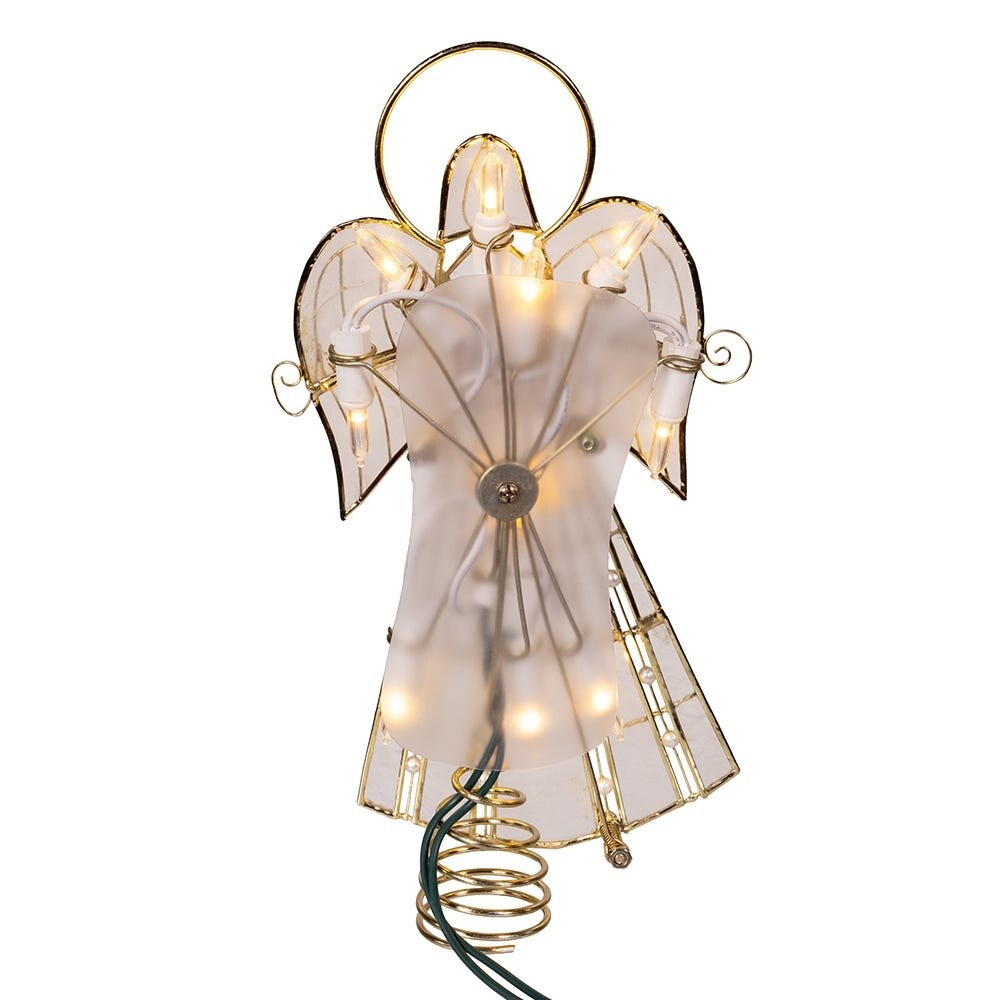 Kurt Adler 10 Light Capiz Angel Treetop With Trumpet
