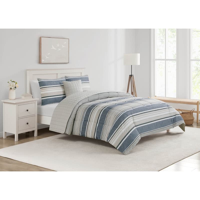 Easton Stripe 5 Piece Comforter/Quilt Set - King