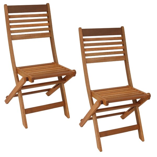 Sunnydaze Meranti Wood Outdoor Folding Patio Chairs Set of 2