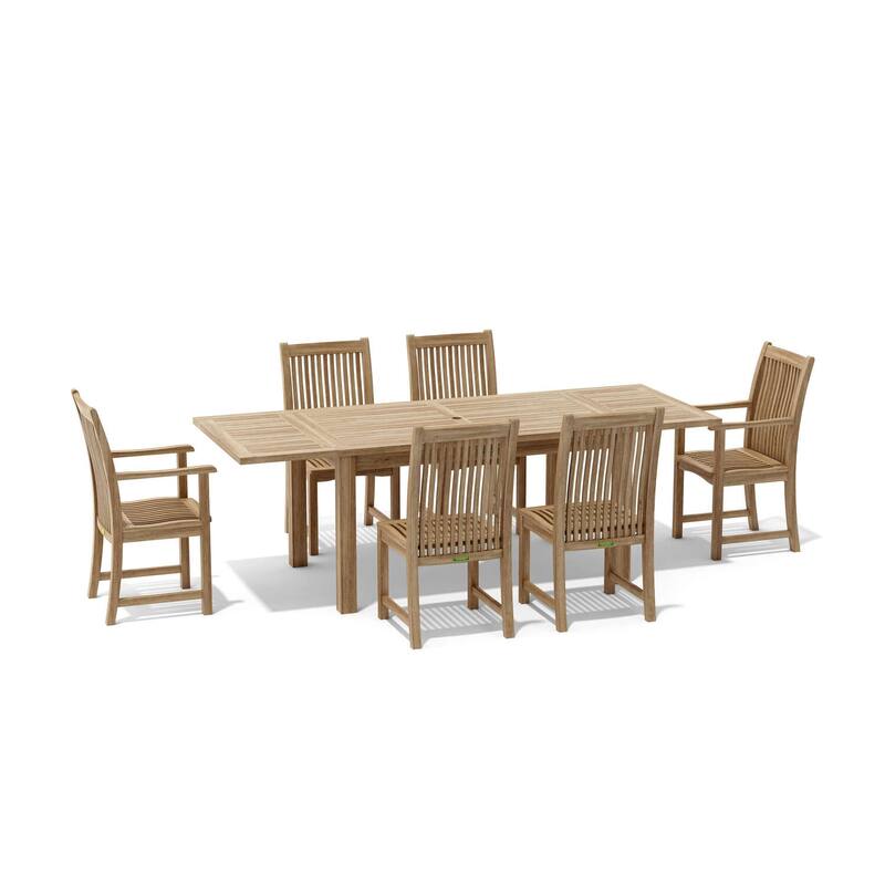 Teak Dining Set 7-Piece - Bahama Victorian Virtue Chairs & Extension Table
