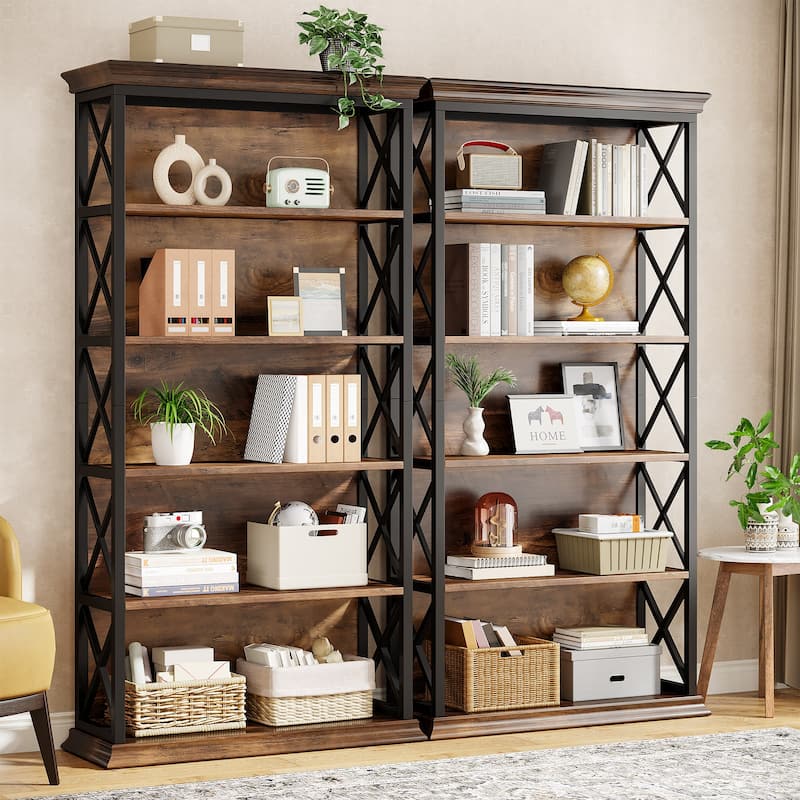 71 Inches Industrial Bookshelf, 6-Tier Bookcase Bookshelves, Freestanding Display Storage Shelf for Home Office