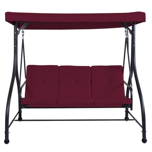 Costway converting outdoor swing canopy hammock 3 seats patio deck furniture store