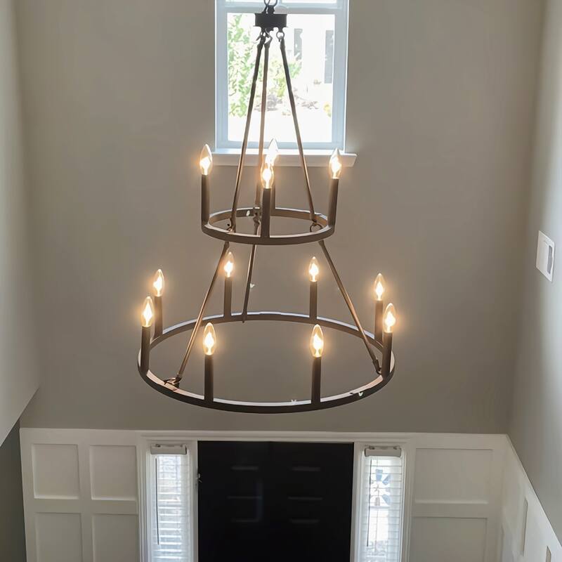 Acroma 12-light Farmhouse Candle Chandelier for Dining Room - 28 inches
