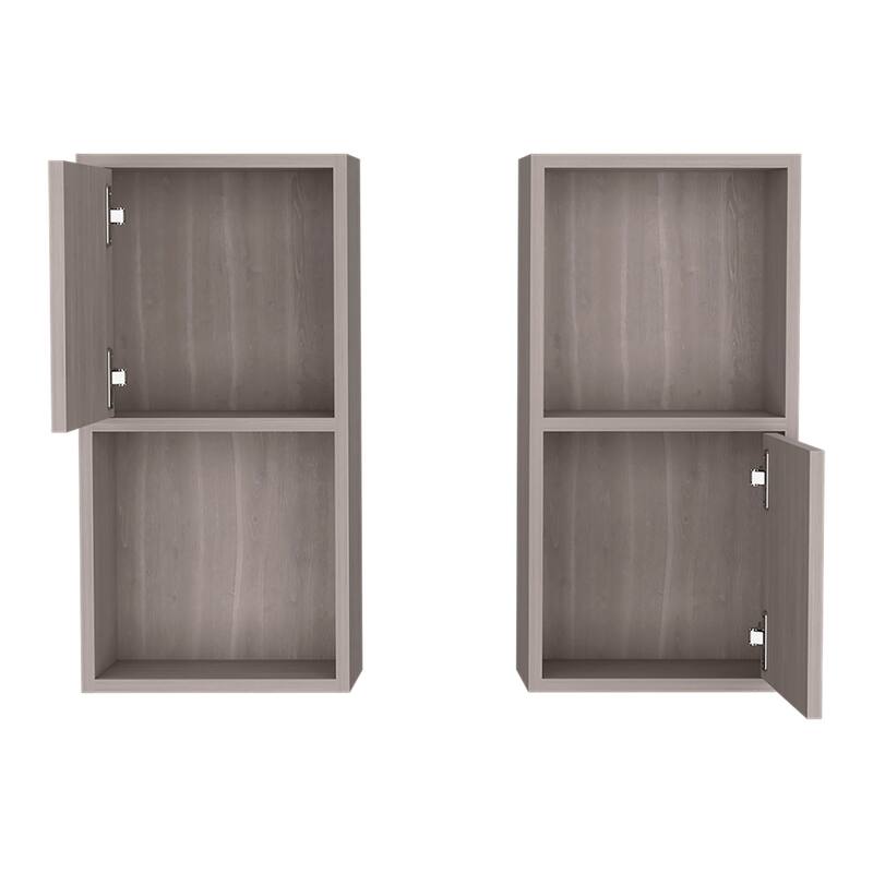 Wall Mounted Bathroom Medicine Cabinet 24" H, Two Doors and Shelves, Oak Finish, Space-Saving Design