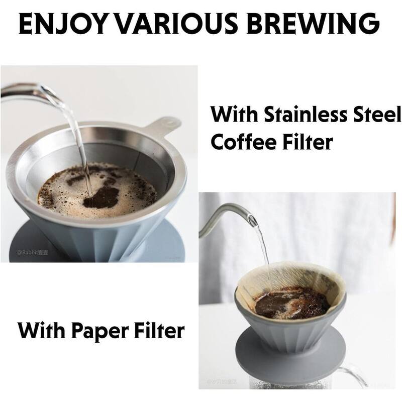 BUYDEEM Reusable Pour Over Coffee Maker Filter Reusabl Silicone Coffee Dripper Set