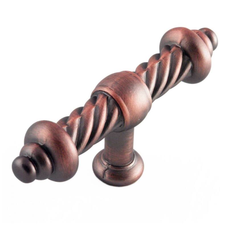 RK International Twisted 3-3/4 Inch Bar Cabinet Knob - Distressed Copper