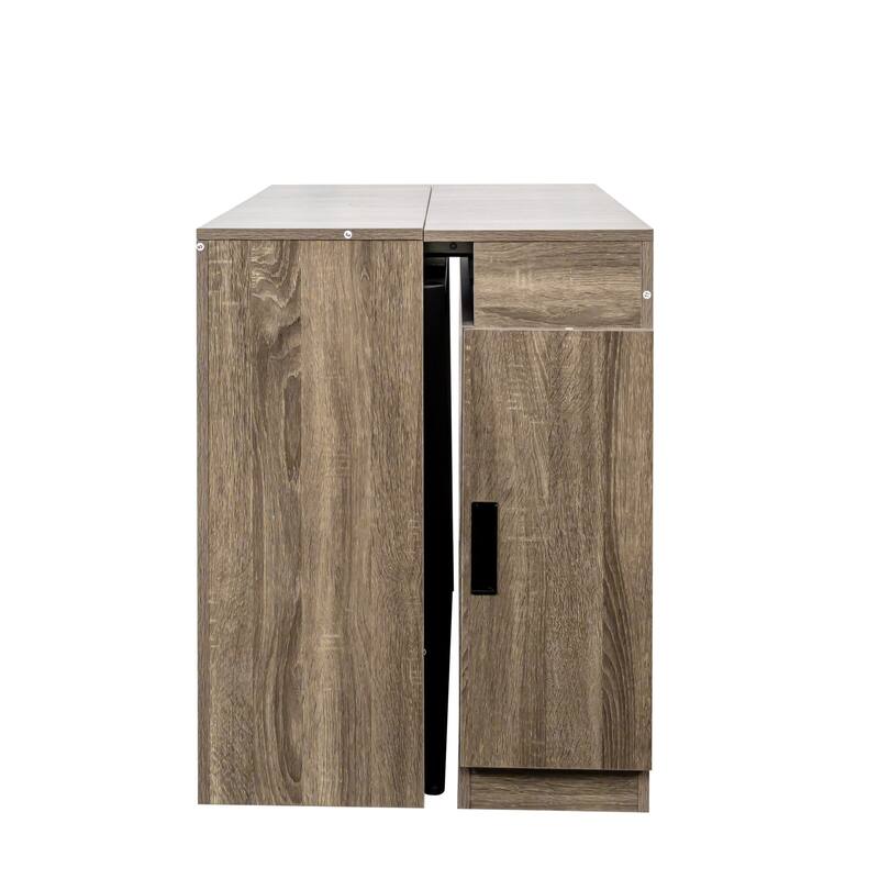 Modern Multifunctional Extendable Dining Table With Outlet,Space Saving Expanding Table With Storage