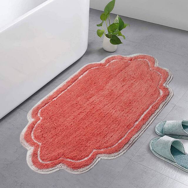 Home Weavers Allure Collection Absorbent Cotton, Machine Washable and Dry Bath Rugs - 21"x34" - Coral