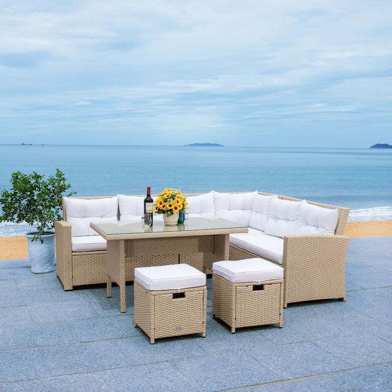 SAFAVIEH Outdoor Miki 5-piece Wicker Sectional Patio Dining Set