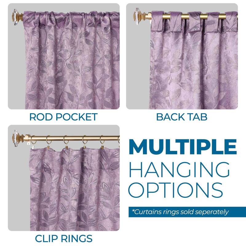 Superior Leaves Machine Washable Room Darkening Curtains with Back Tabs, Set of 2