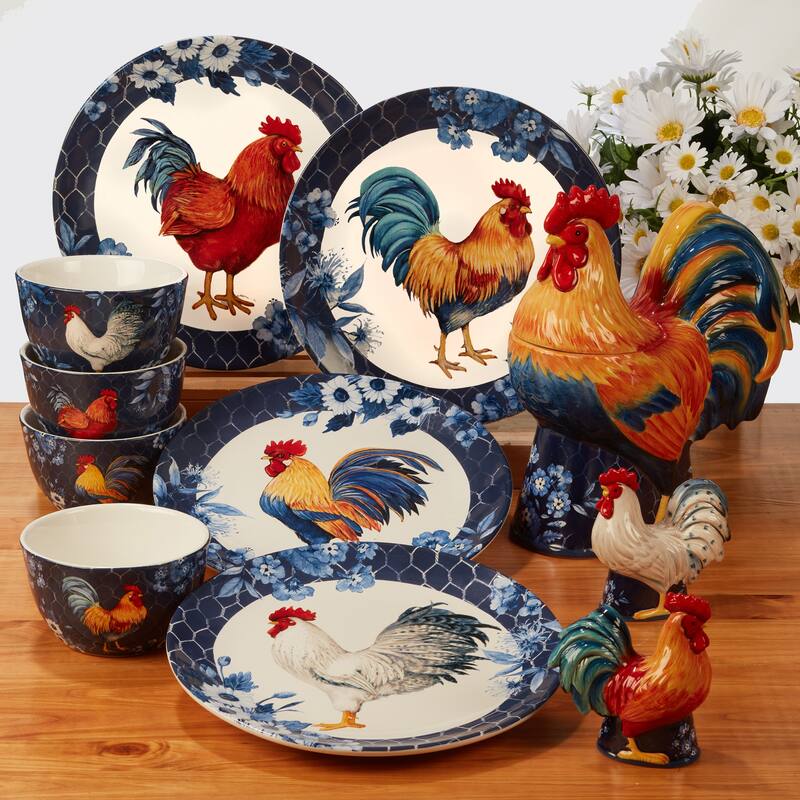 Certified International Indigo Rooster 16-piece Dinnerware Set, Service for 4