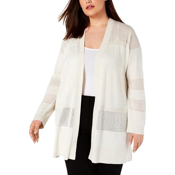 womens plus white cardigan