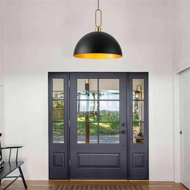 Industrial 1-Light 23.6" Metal Dome Pendant Light for Kitchen Island Dining Room