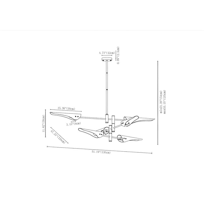 6-Light Modern Industrial Swing Black Sputnik Chandelier