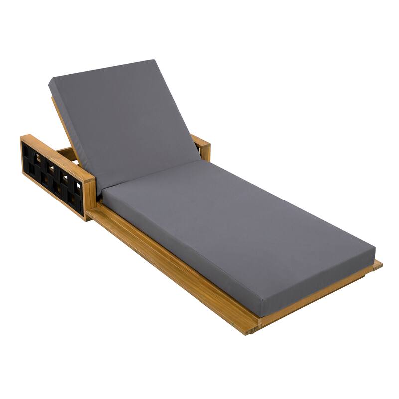 Christopher Knight Home - Modern Outdoor Solid Acacia Wood Lounge Chair with Adjustable Recline and Rope Accents - 78.94"L