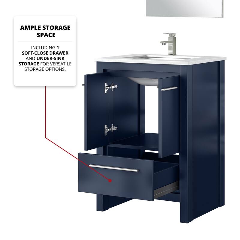 Lafarre Bath Vanity Quartz Top, Sink, Mirror & Brushed Nickel Faucet