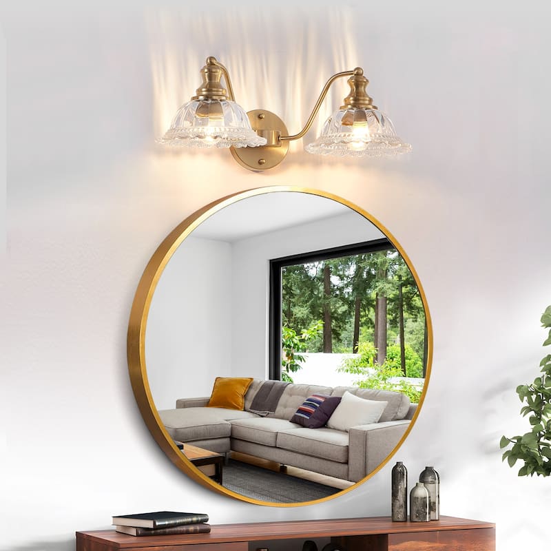 20" 2-Light Gold Vintage Vanity - Glass - Bathroom Bedroom(Bulb Not Included)