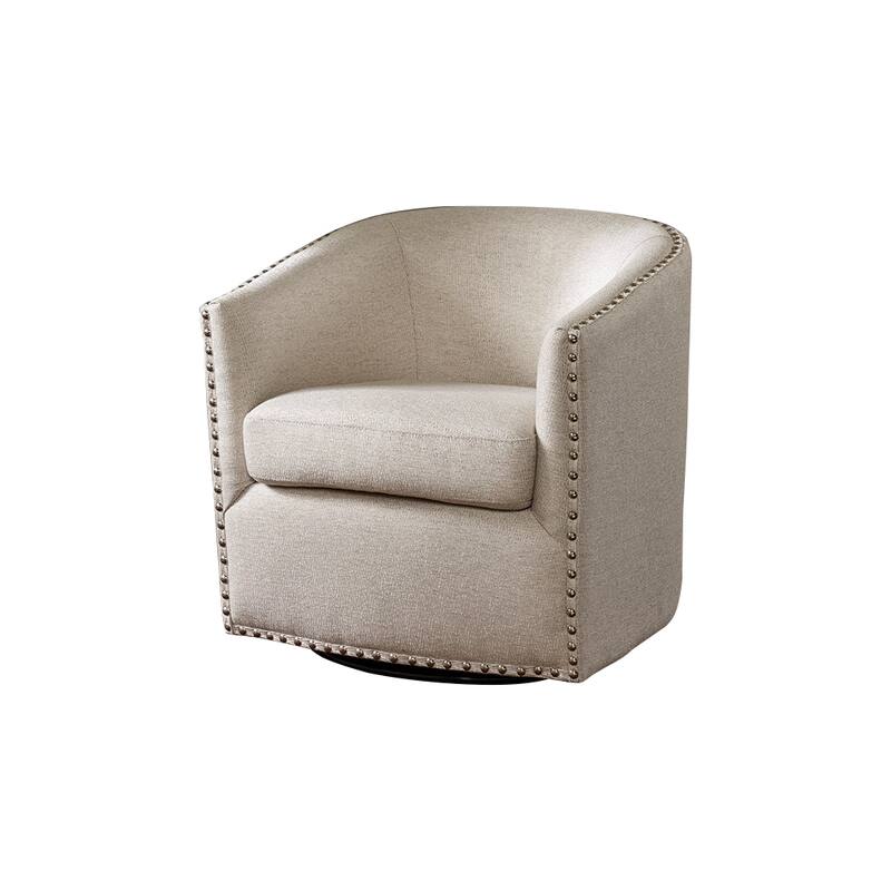 Swivel Barrel Chair With Rivet Detailing and Rotation