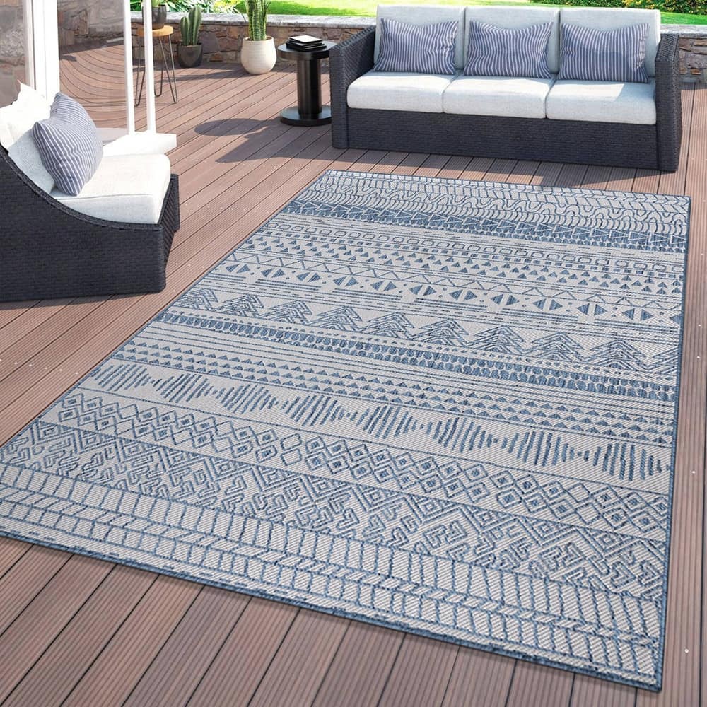 World Rug Gallery Contemporary Geometric Bohemian Textured Flat Weave Indoor/Outdoor Area Rug