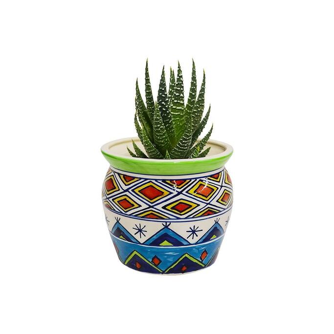 Home&Manor Ceramic Medium Planter Multicolor