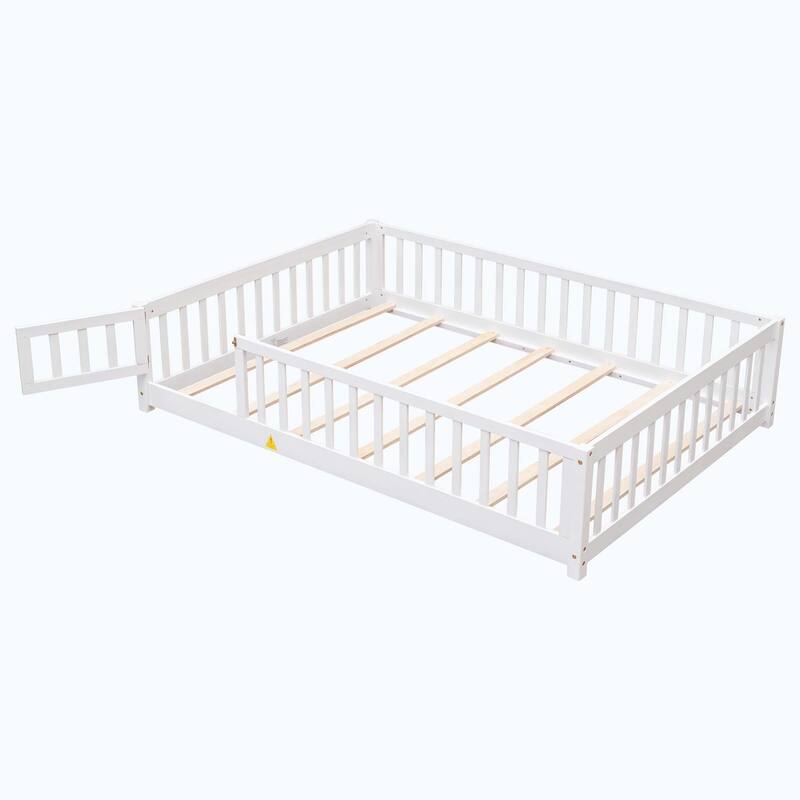Durable Floor Platform Bed with Fence
