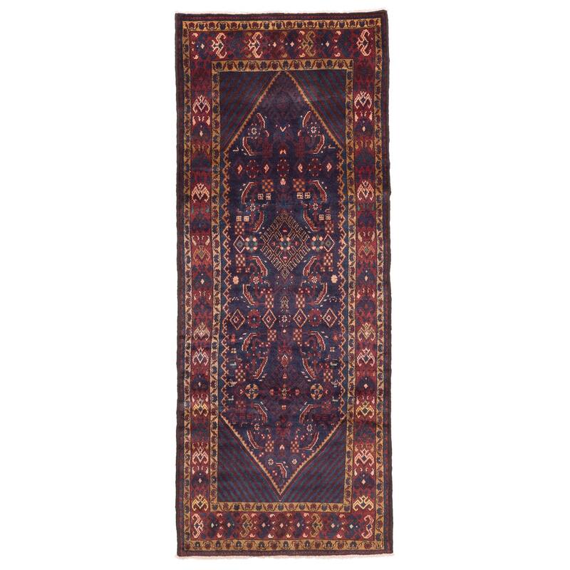 ECARPETGALLERY Hand-knotted Andelz Dark Navy Wool Rug - 4'1 x 10'2