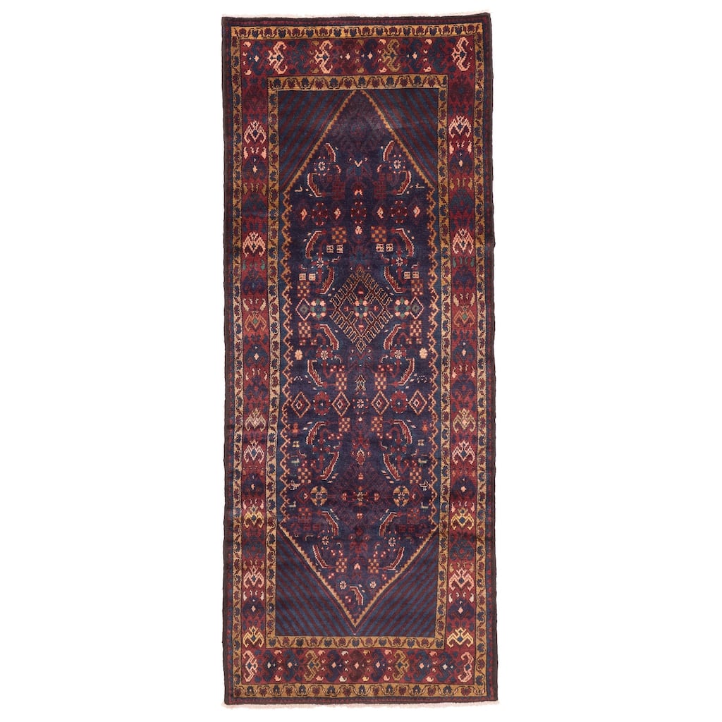 ECARPETGALLERY Hand-knotted Andelz Dark Navy Wool Rug - 4'1 x 10'2