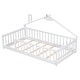 preview thumbnail 11 of 9, White Twin Size Pine Wood House-Shaped Bed with Guardrails, No Door