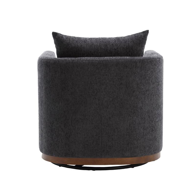 GDFStudio - Harper Chenille Swivel Barrel Chair with Sturdy Metal Base and Ergonomic Design