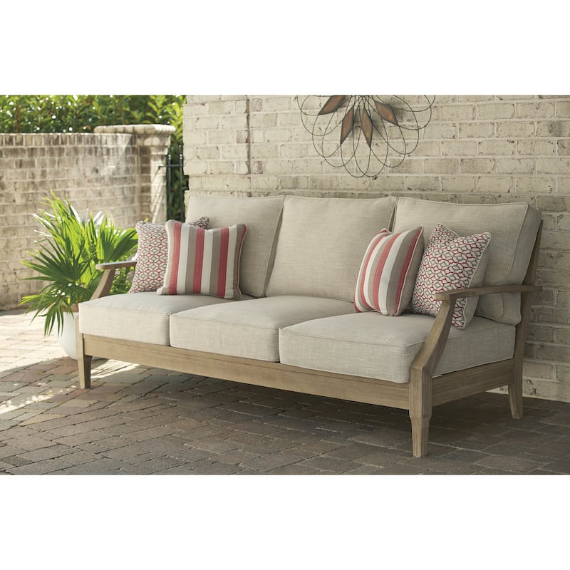 Signature Design by Ashley Clare View Beige 2-Piece Outdoor Seating Package - 81"W x 35"D x 32"H