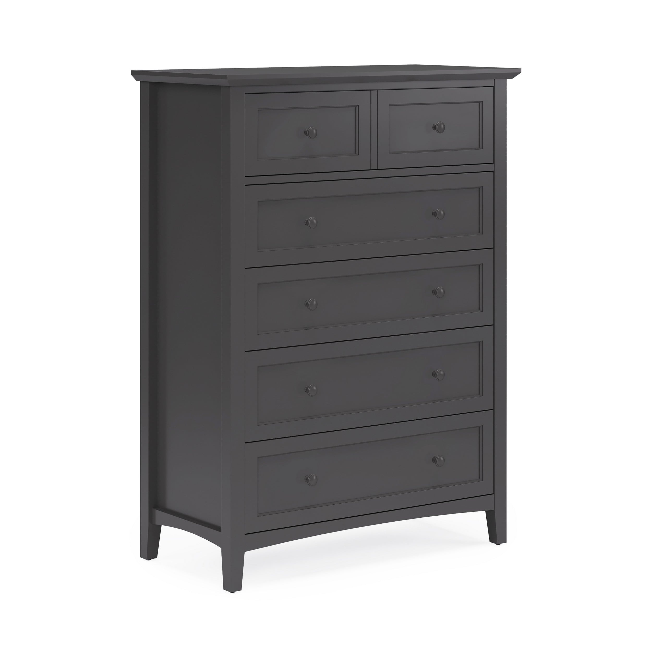 Fritz 54 Inch Tall Dresser Chest 5 Drawers Stepped Handles Gray Wood