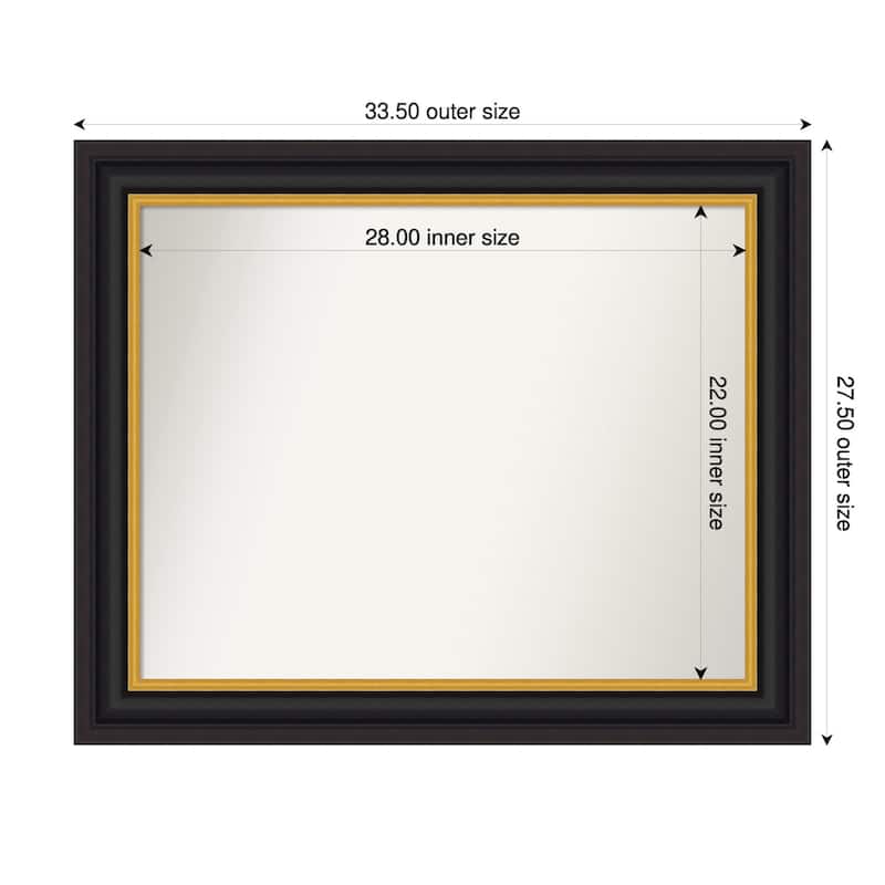 Sierra Non-Beveled Wood Framed Bathroom Vanity Wall Mirror - 34 x 28 in - Sierra Black Brown